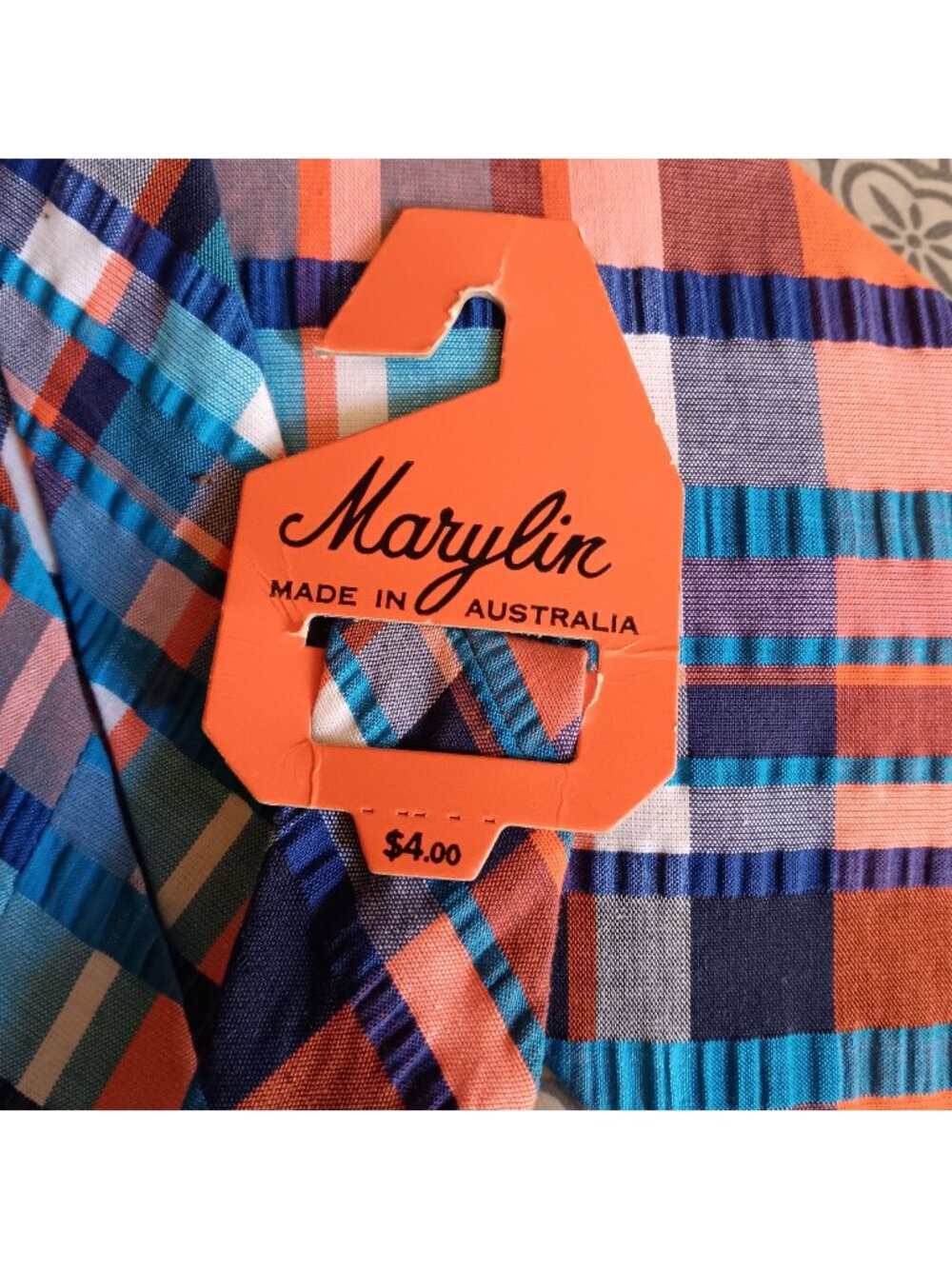 Vintage Necktie Marylin Australian Made Abstract Plaid 52" 4.5" Wide 1970's NEW